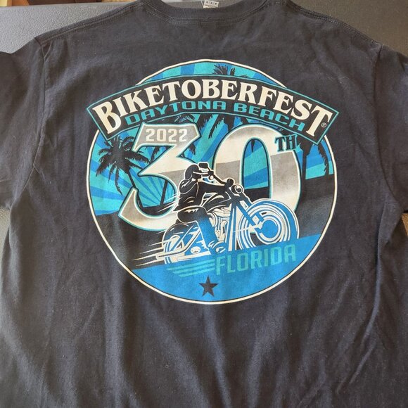 Daytona Beach 2022 30th Biketoberfest T-Shirt Florida Logo Cotton Medium NWT NEW - Picture 5 of 9